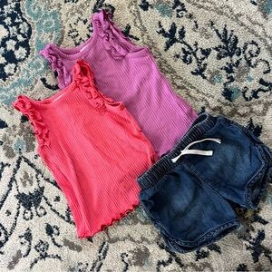 Cat & Jack Pink and Purple Ruffle Tank Tops
